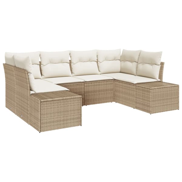Trädgårdsoffset 6 st Beige konstrotting