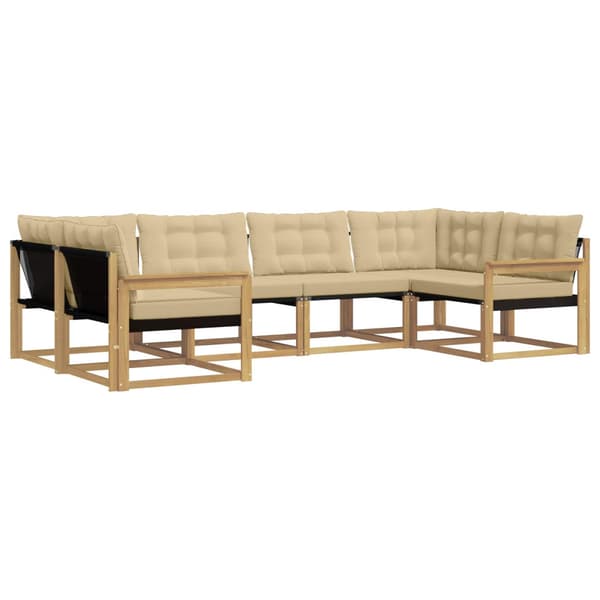 Utomhussoffset med kudde 6 pcs Vit och Beige