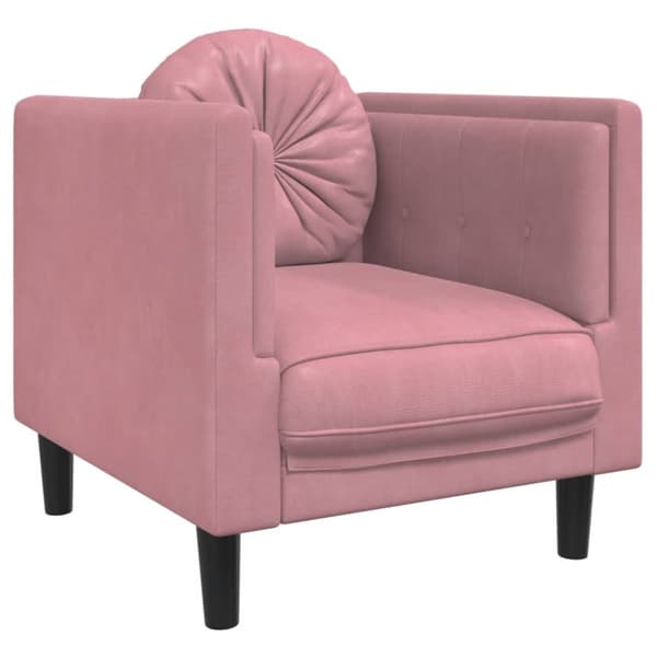 Fåtölj med dyna rosa sammet