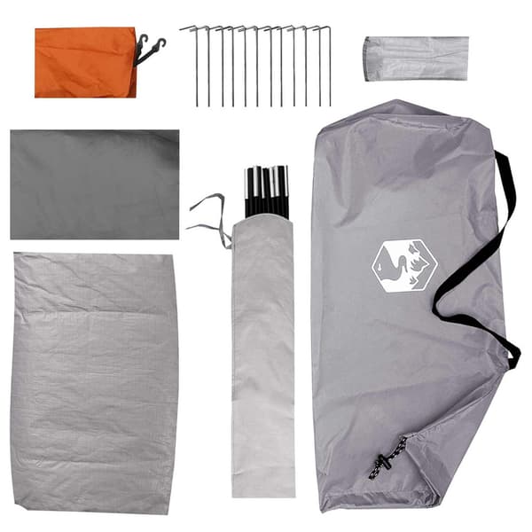 Campingtält Grå och orange 4 personer Polyester och Stål