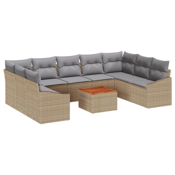 Trädgårdsoffset 10 pcs Beige och Ljusgrå konstrotting