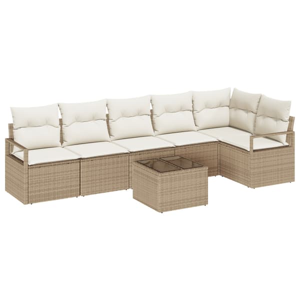 Trädgårdsoffset 7 st Beige och gräddfärgad konstrotting