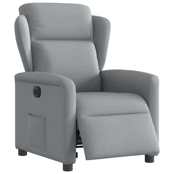 Elektrisk reclinerfåtölj ljusgrå tyg
