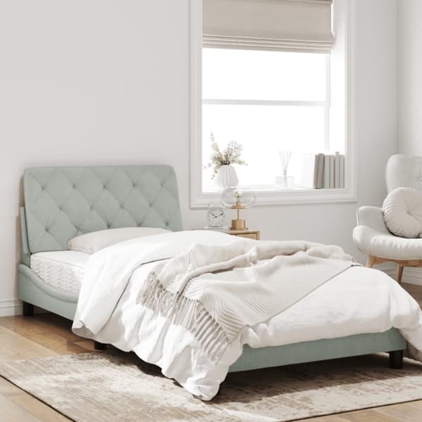 Bed Frame without Mattress Light Grey 100x200 cm Velvet