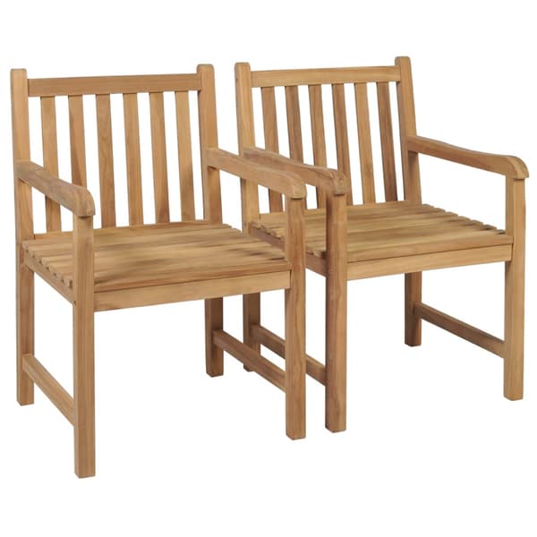 Trädgårdsstolar 2 st med blåa dynor massiv teak