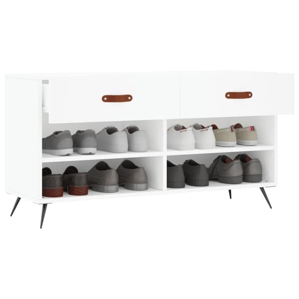 Skobänk vit 102x35x55 cm konstruerat trä