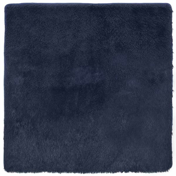 Ryamatta med lång lugg NAVARRA marinblå 160x160 cm polyester