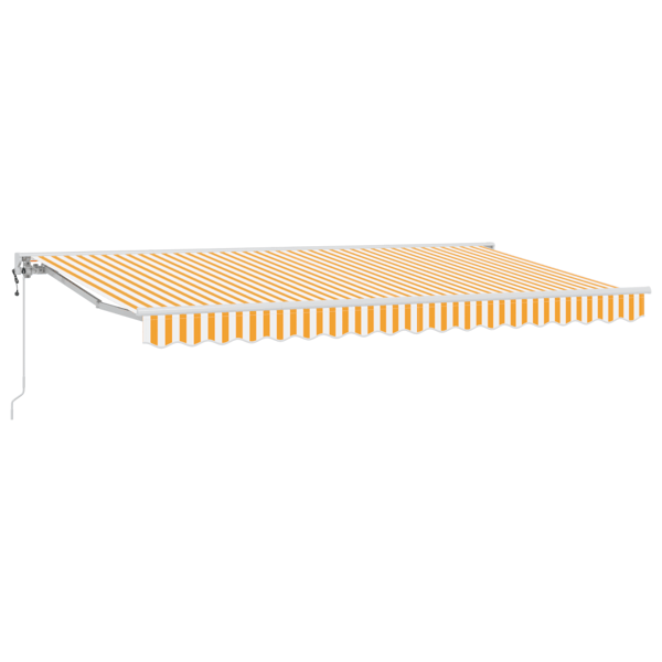 Markisram Gul och Vit 350 x 200 cm Polyester med PU-beläggning