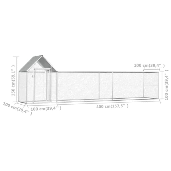 Hönsbur 5x1x1,5 m galvaniserat stål