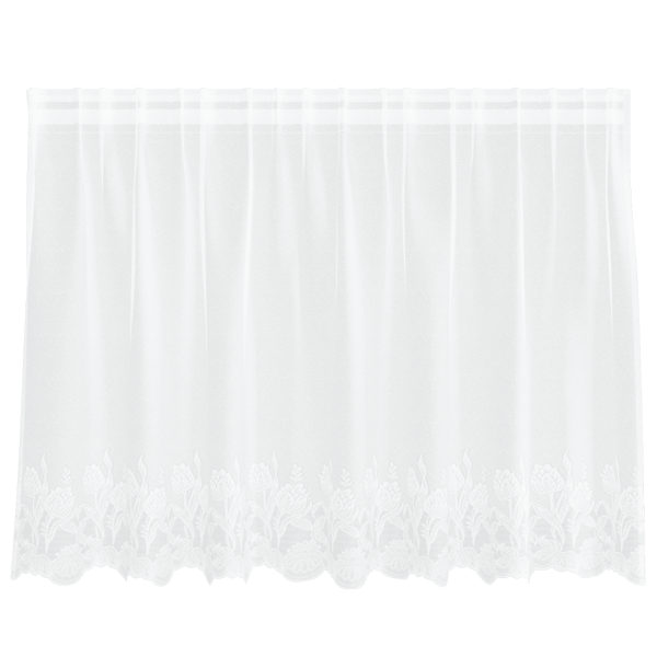 Spetsgardin med gardiner Blommor Vit 80 x 200 cm Polyester