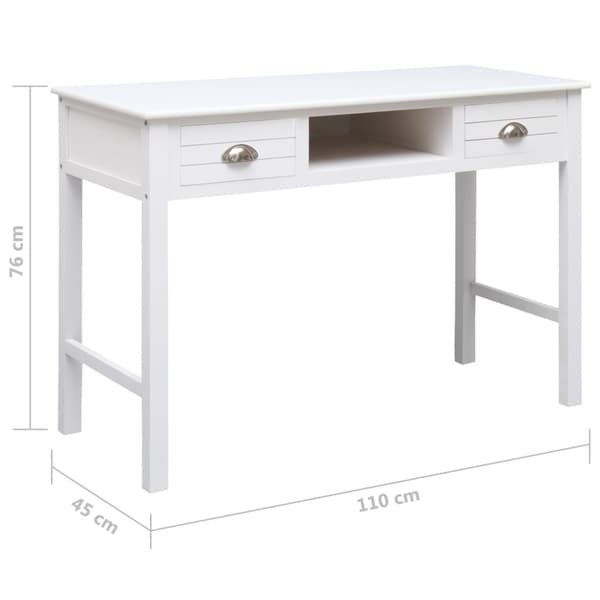 Skrivbord vit 110x45x76 cm trä