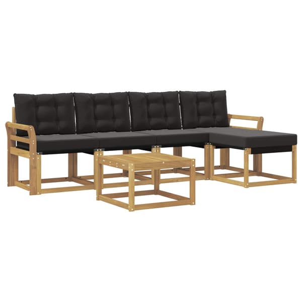 Utomhussoffset med kudde 6 pcs Vit och svart