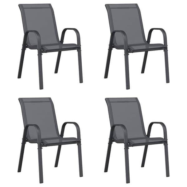Stapelbara trädgårdsstolar 4 st grå textilentyg