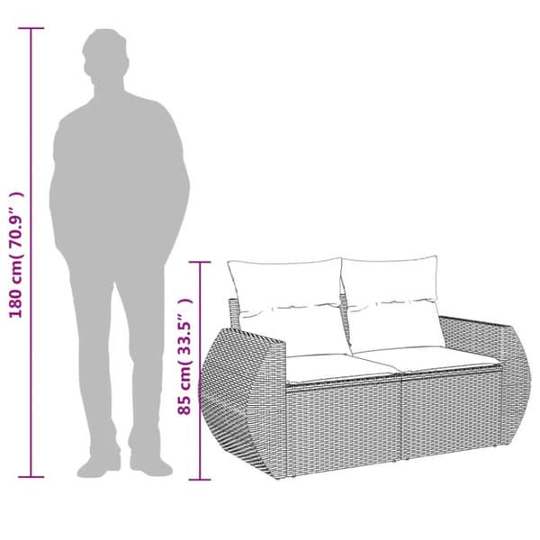 Trädgårdssoffa 2-sits med dynor konstrotting beige