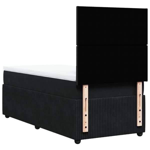 Ramsäng med madrass svart 100x200 cm sammet