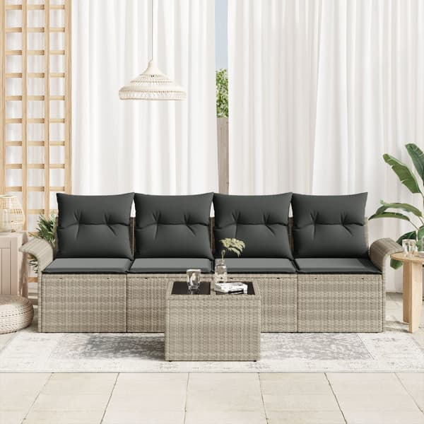 Soffset med kudde 5 pcs Ljusgrå konstrotting