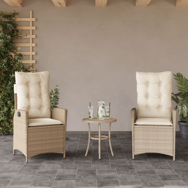 Bistrogrupp med dynor 3 delar beige konstrotting