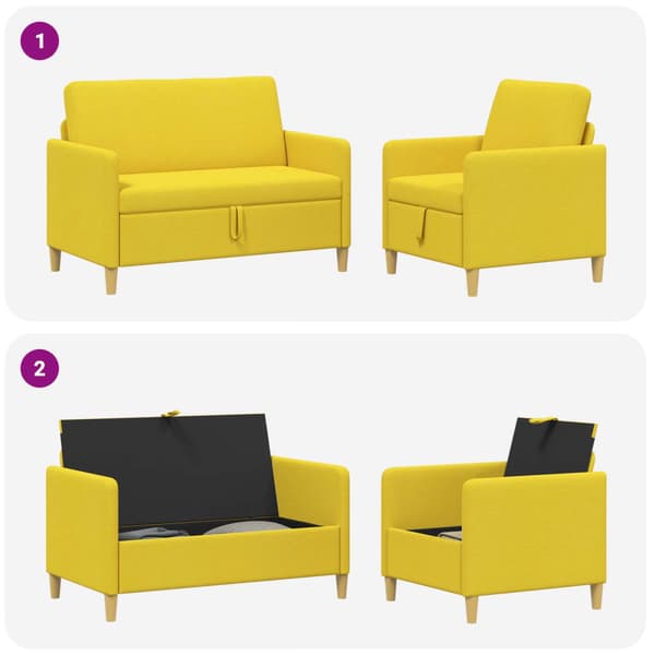 Soffgrupp med förvaring 2 pcs Ljusgul Polyester