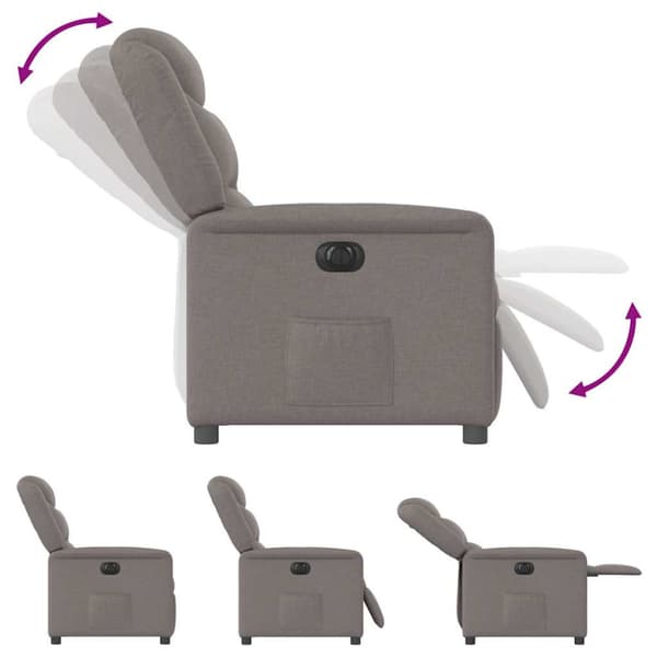 Elektrisk reclinerfåtölj taupe tyg