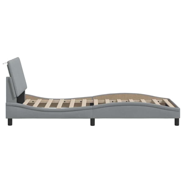 Bed Frame without Mattress "Hanko" Light Grey 90x190cm Fabric