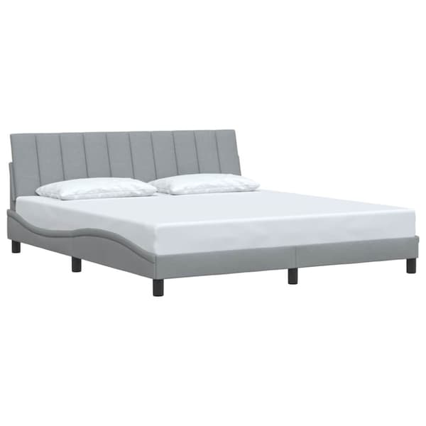 Bed Frame without Mattress "Hanko" Light Grey 180x200 cm Fabric