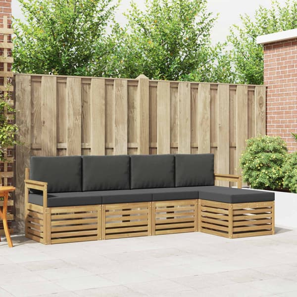 Utomhussoffset 5 pcs Vit och antracit 249 x 122,5 x 73 cm