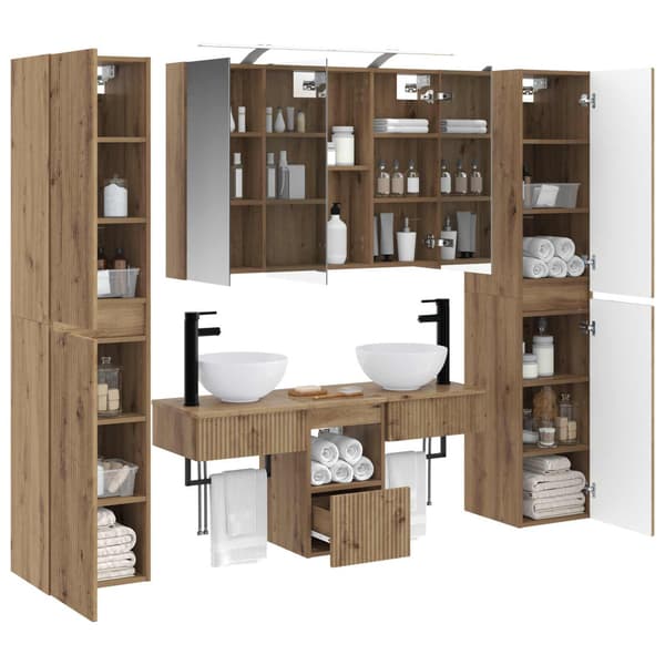 Badrumsmöbelset 6 pcs Artisan-ek Konstruerat trä och glas