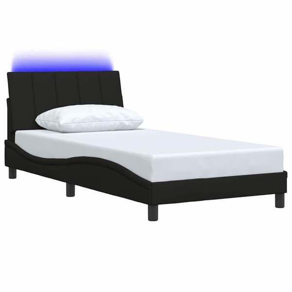 Bed Frame without Mattress "Hanko" Black 100x200cm Fabric