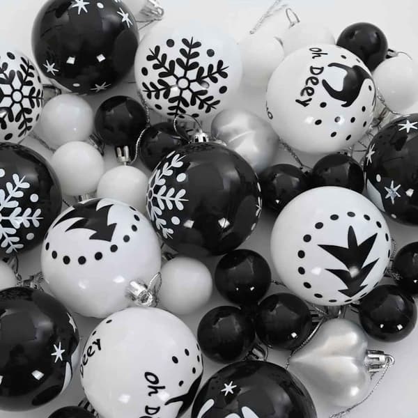 Julprydnad Set 40 pcs Svart och Vitt Plast