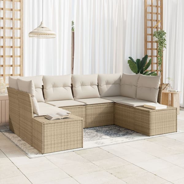 Trädgårdsoffset 6 st Beige konstrotting