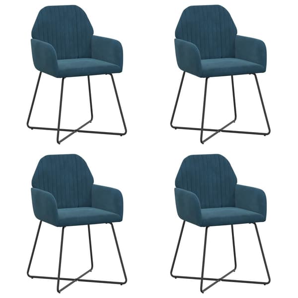 Matstolar 4 pcs Sammet Blå 55 x 50 x 84 cm