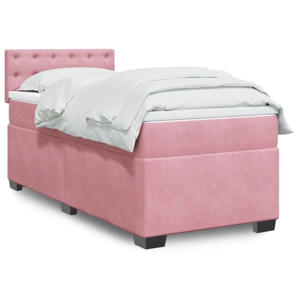 Ramsäng med madrass rosa 100x200 cm sammet