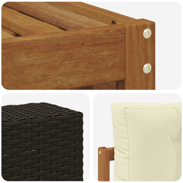 Utomhussoffset med kudde 5 pcs Naturlig och Grädde Polyester