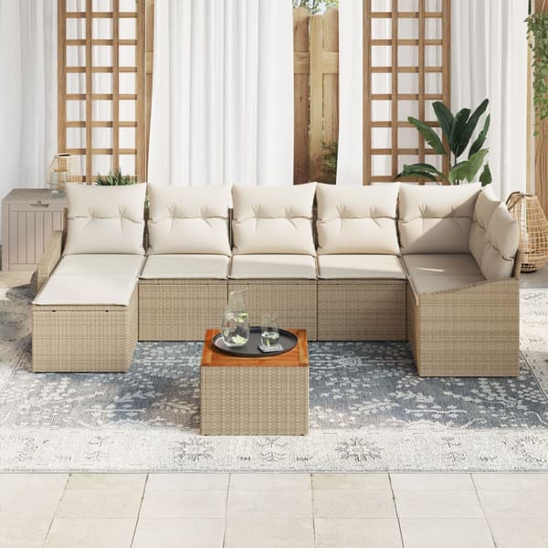 Trädgårdsoffset 8 pcs Beige och gräddfärgad konstrotting