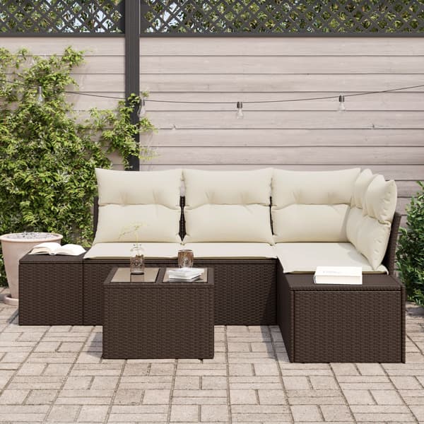 Trädgårdsoffset 5 pcs Brun konstrotting