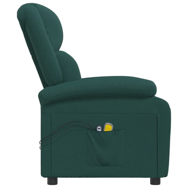 Massagefåtölj mörkgrön tyg