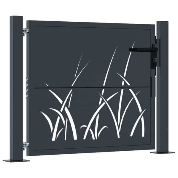 Trädgårdsgrind antracit 100x75 cm stål gräsdesign