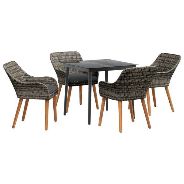 Trädgårdsmöbelset med kudde 5 pcs Grå konstrotting