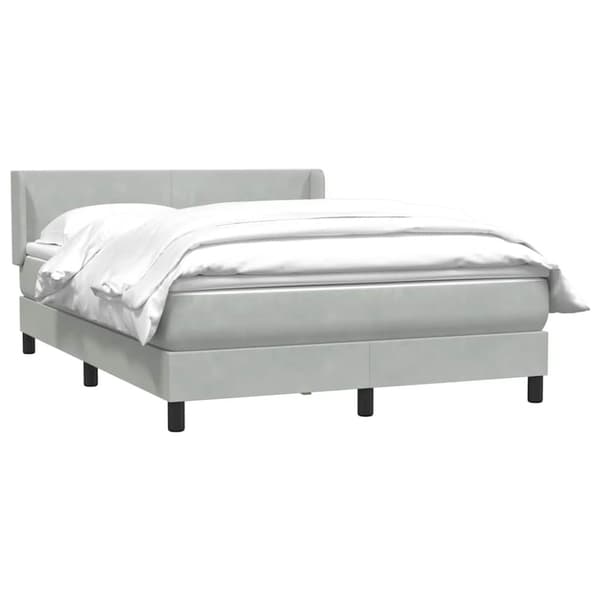 Ramsäng med madrass ljusgrå 160x210 cm sammet