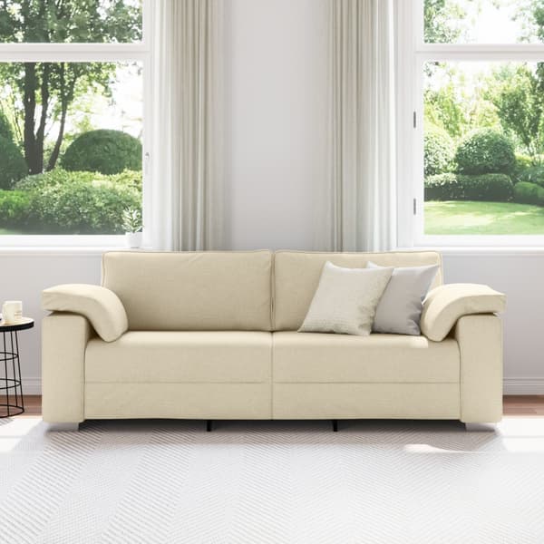 3-Sits soffa Kräm 220 cm tyg