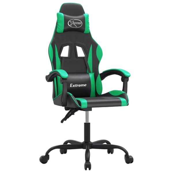 Gamingstol svart och grön konstläder