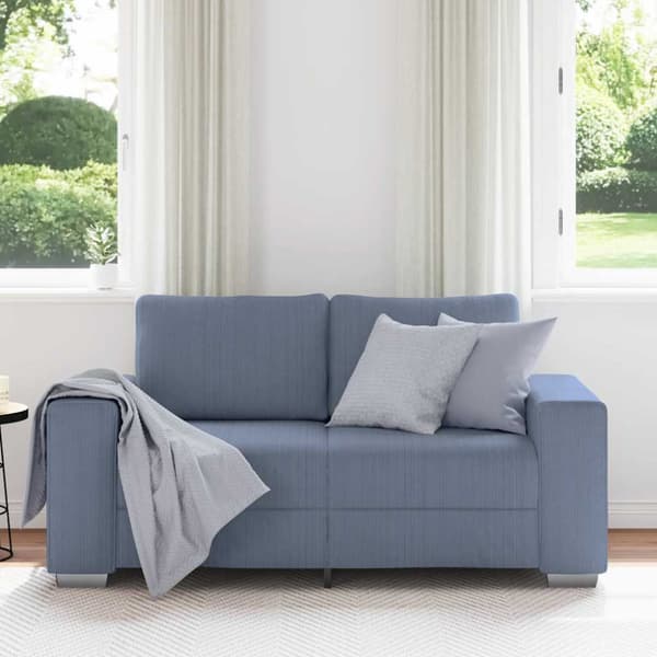 Loveseat soffa blå 160x77x82 cm manchestertyg