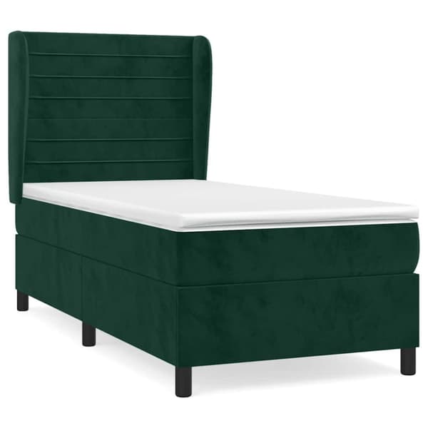 Ramsäng med madrass mörkgrön 100x200 cm sammet