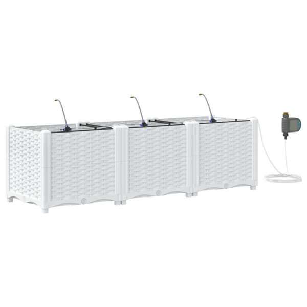 Trädgårdsplanterare 3 pcs Vit Plast