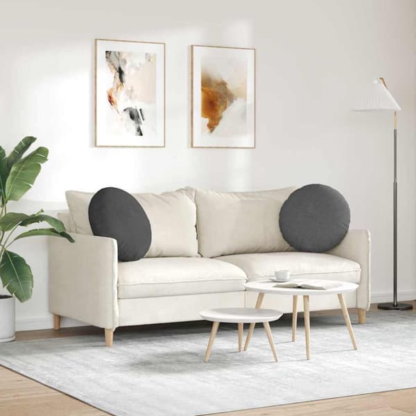 Sittkuddar 2 pcs Mörkgrå Ø50 x 19 cm Kordread tyg