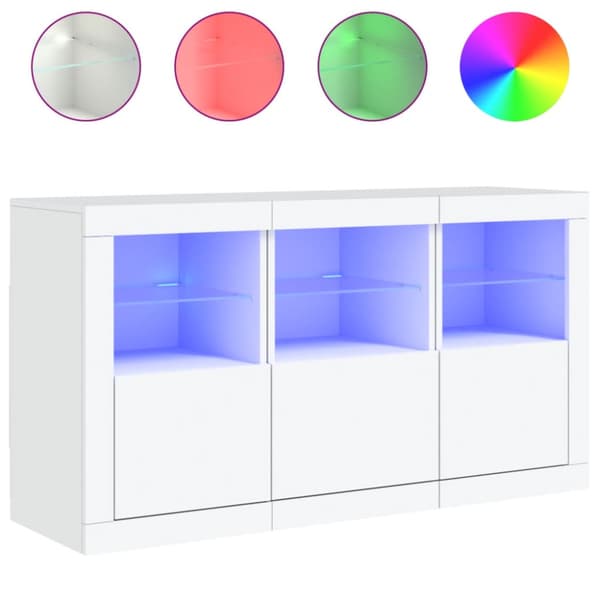 Skänk med LED-belysning vit 123x37x67 cm