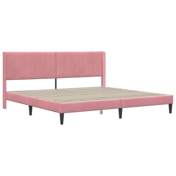 Sängram med madrass Rosa 200 x 200 cm Sammet