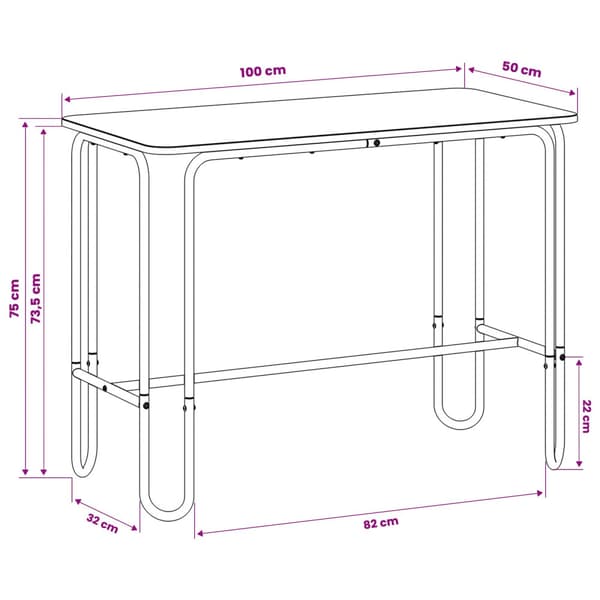 Matbord 100 x 50 x 75 cm Konstruerat trä Rökt ek Rektangulär