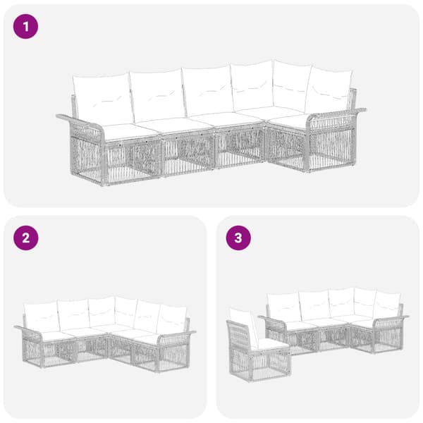 Trädgårdsoffset 5 pcs Grå konstrotting