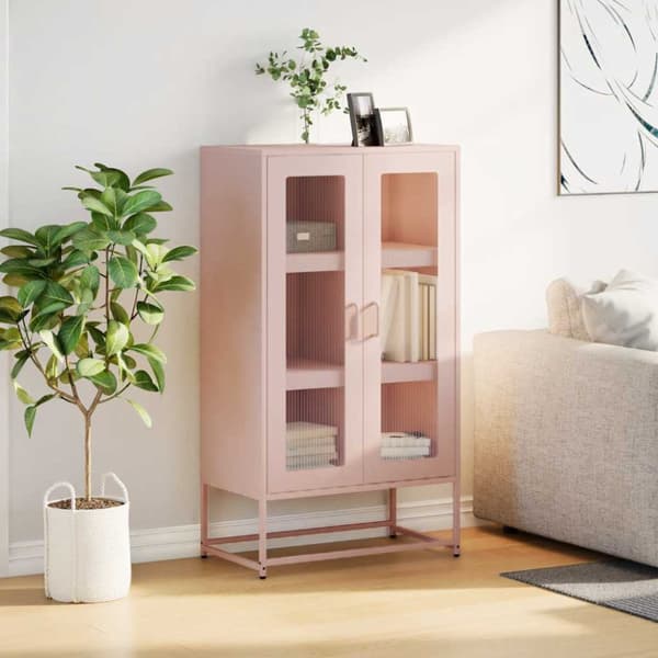 Highboard rosa 68x39x123 cm stål